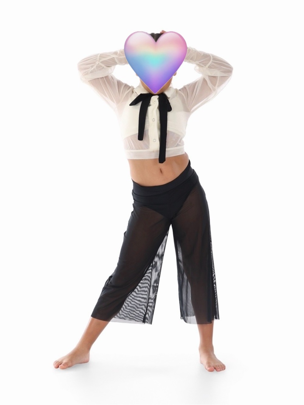 Kelle black and white Dance Costume- top and pants set